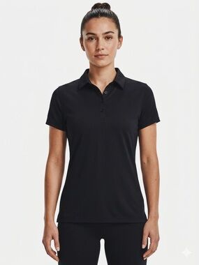 Under Armour Women's Black Short-Sleeve Polo Performance Top